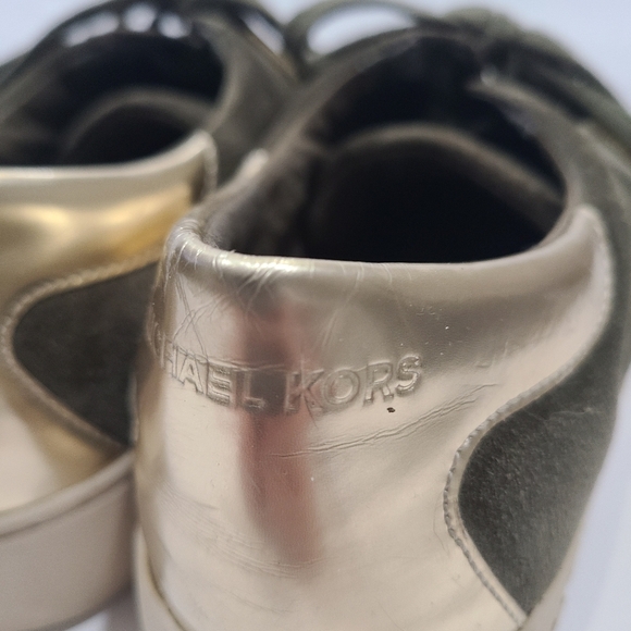 Michael Kors Frankie Suede Gold and Olive Women's Sneakers Sz.11 M - Picture 8 of 11